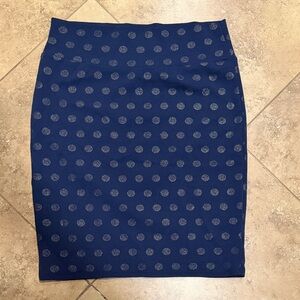 LuLaRoe Blue Polka Dot Pencil Skirt